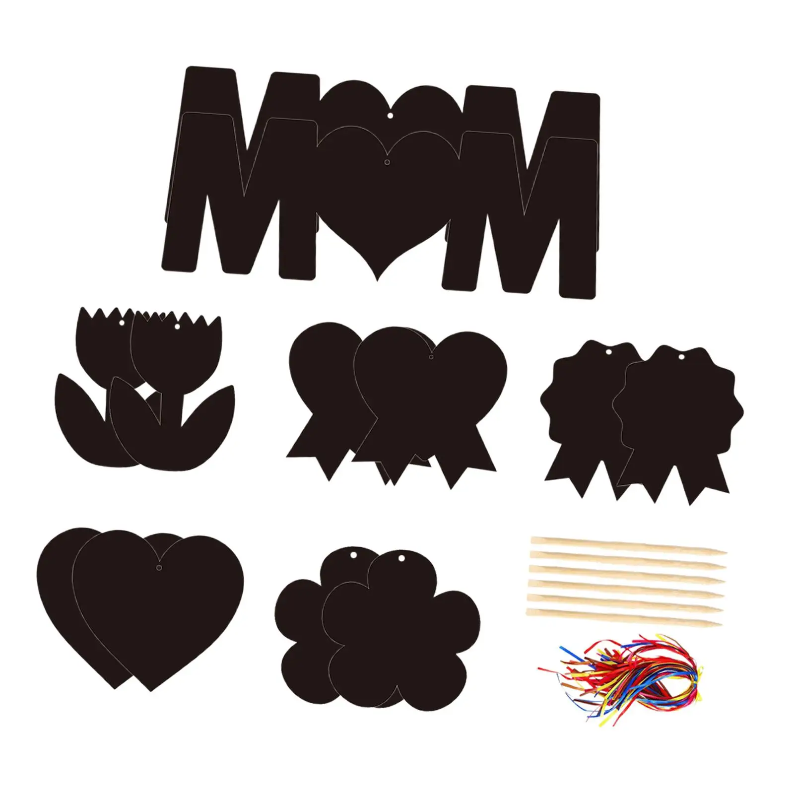 Hanging Scratch Paper Set DIY Supplies Decor Pendant Early Education 6 Wooden