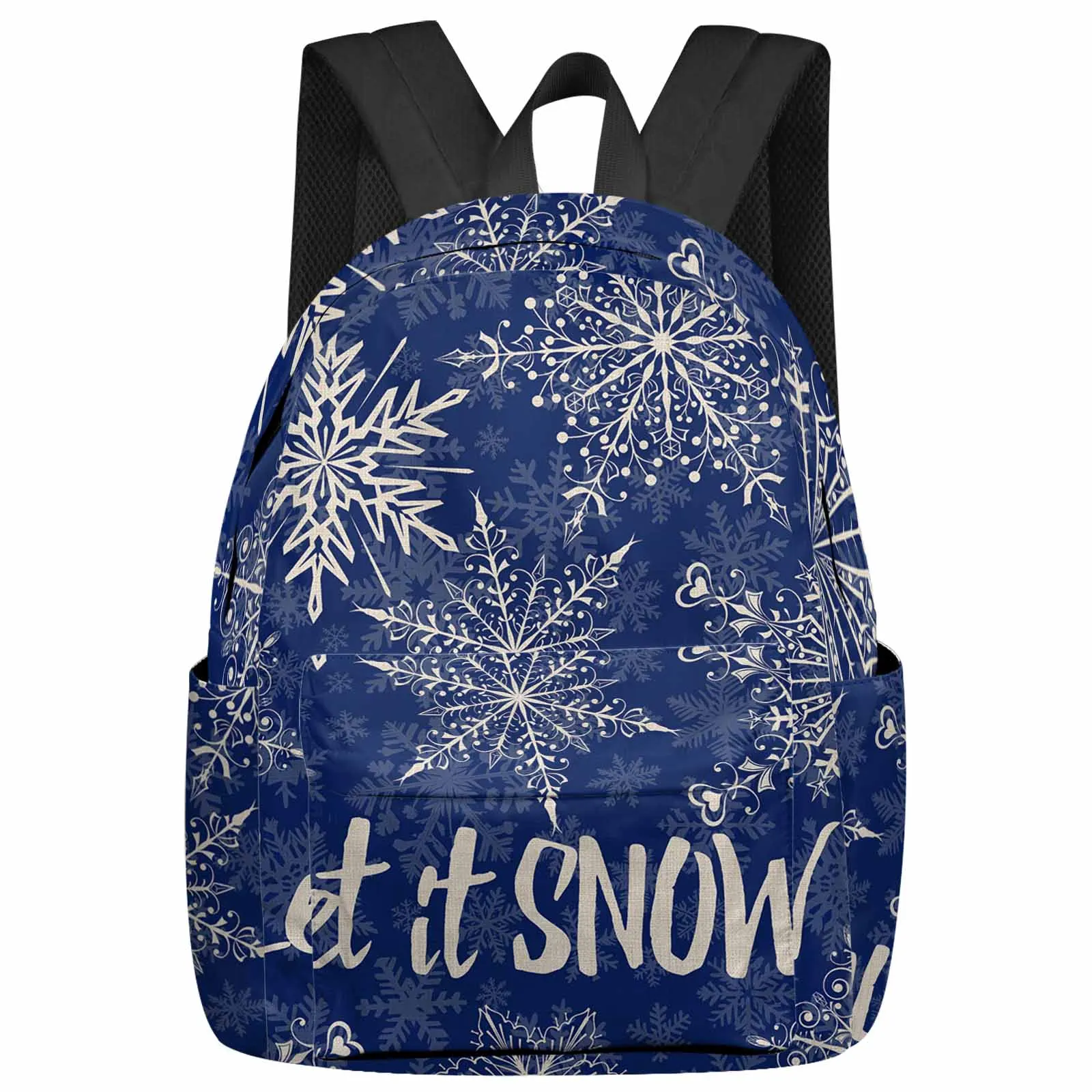 

Winter Snowflakes Hand-Painted Backpacks Custom Student School Bags Laptop Backpack Men Women Female Travel Mochila