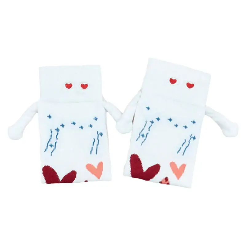 Funny Socks For Women Heart Pattern Couple Magnetic Hand Socks Unisex Mid-Tube Socks Festival Stocking Stuffer For Valentine's