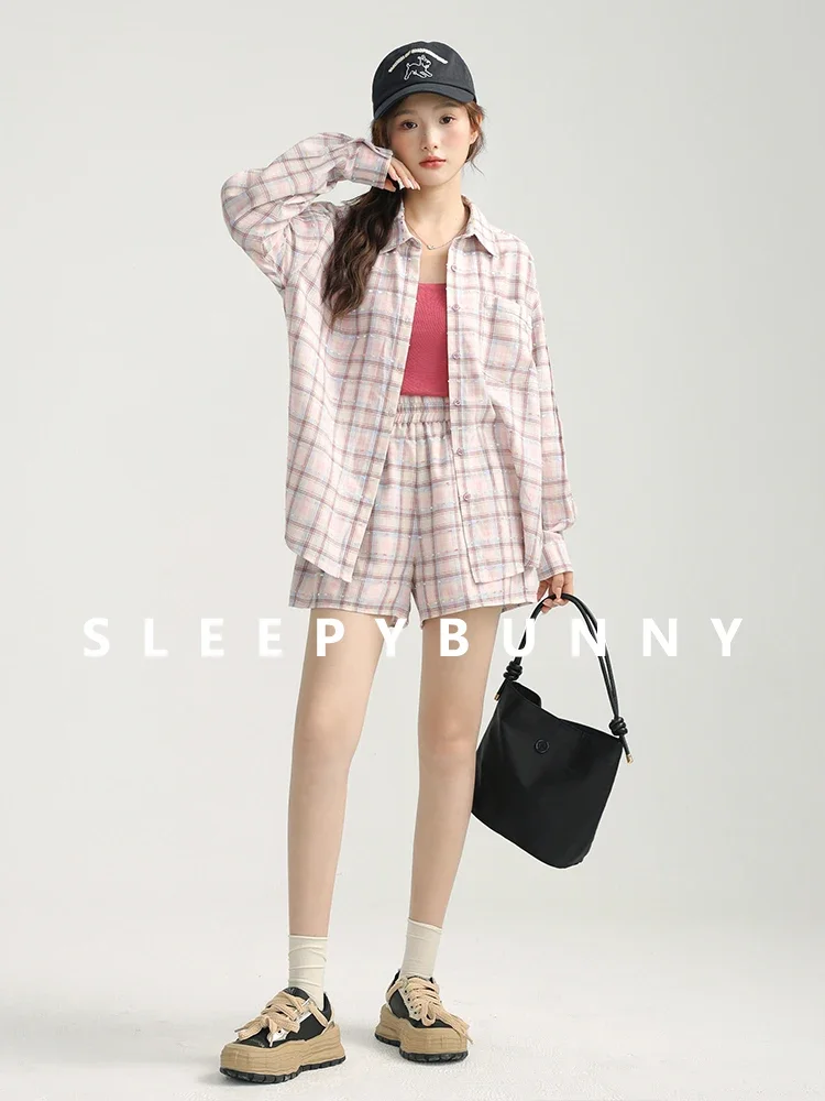Sweet Checkered Woven Shorts Women Elastic Waist Loose Fit Casual High-Waisted Plaid Wide-Legged Shorts Perfect Summer Bottom