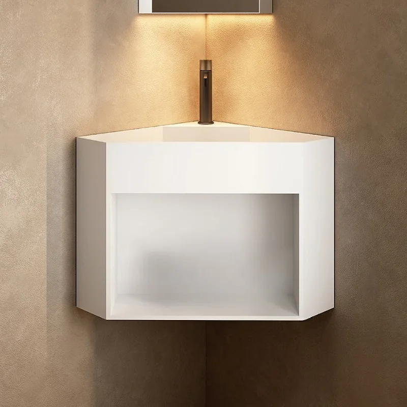 Triangular wash basin high-end art design household hotel homestay integrated cabinet