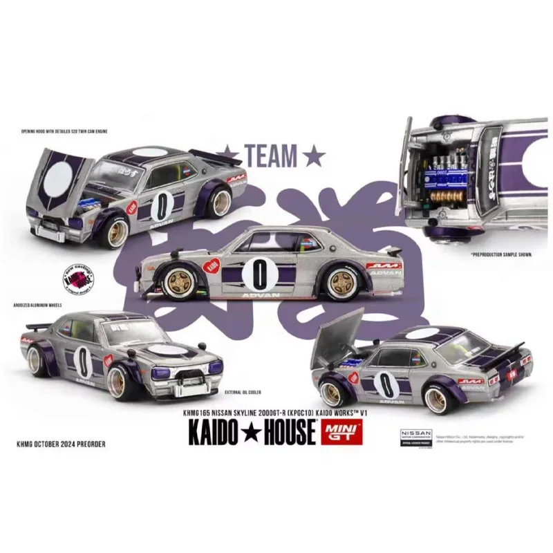 

MINIGT 1:64 Kaido House 165 Nissan GT-R Skyline KPGC10 Alloy Car Model
