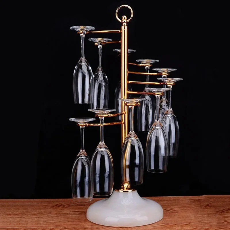 Creative Wine Organizer Rack Wine Glass Carrier Rotating Double Layer Wine Glass Holder Stainless Steel Upside Down Ornament