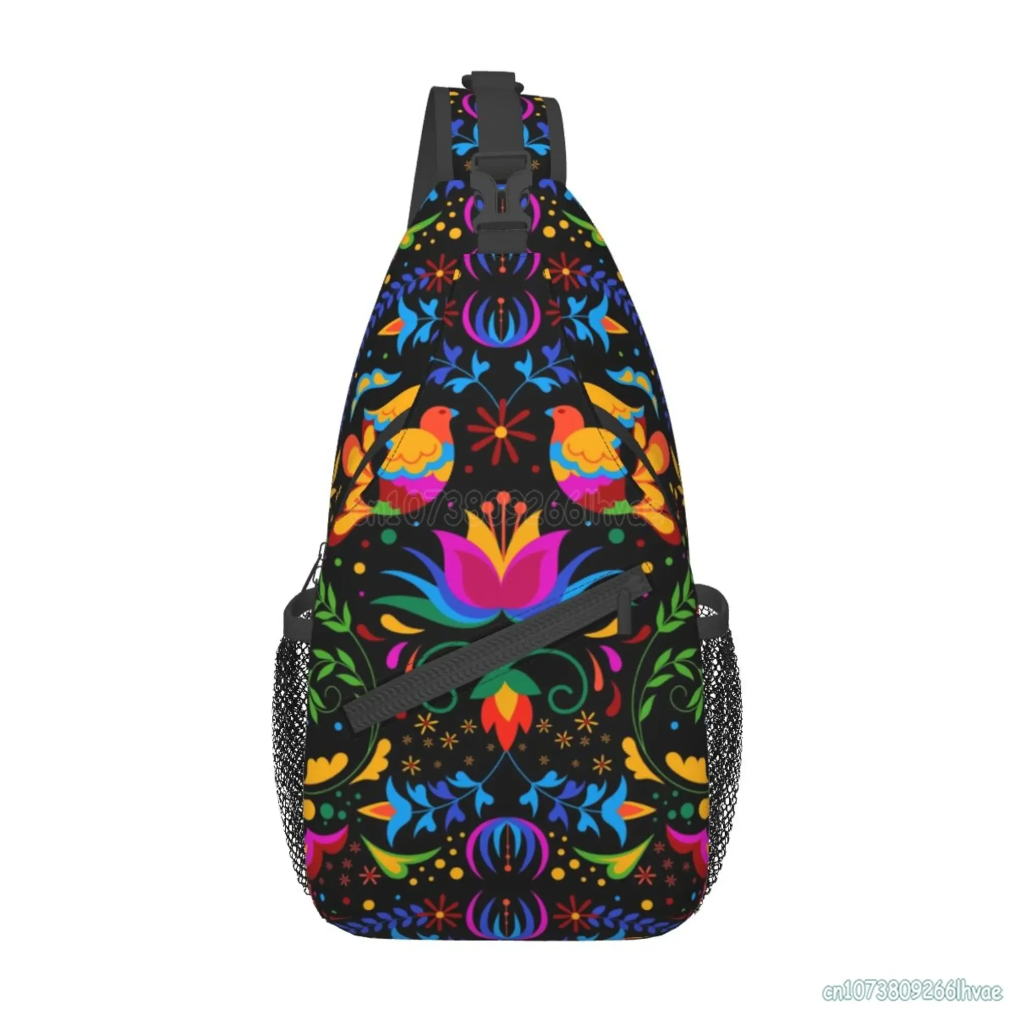 Meksykańskie kwiaty Otomi drukowany obraz torby Crossbody Unisex casualowa torba noszona na klatce piersiowej kobiet sport podróżniczy plecak turystyczny plecak na ramię mody