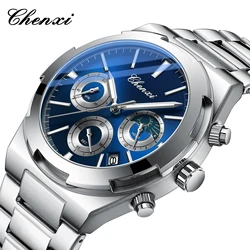 Men's Watches Classic Multifunctional Chronograph Sports Watch Top Luxury Stainless Steel Waterproof Luminous Quartz Wristwatch