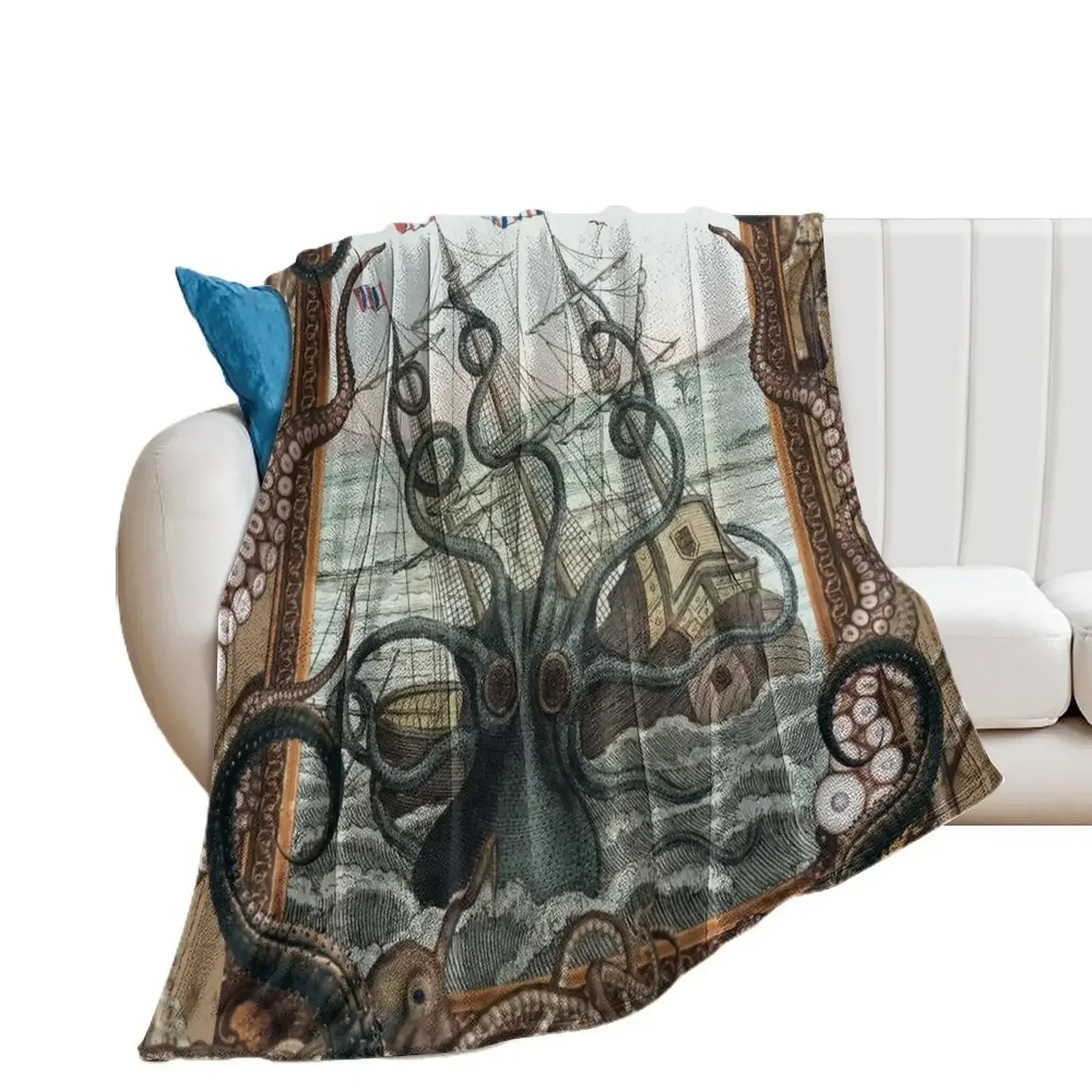 Release the Kraken Throw Blanket christmas gifts Flannel Fabric Blankets