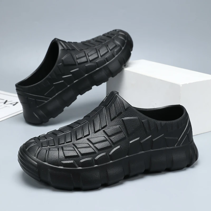 Men's and Women's Chef Shoes, Eva One-Piece Waterproof, Oil-Proof, Non-Slip, Thick-Soled, Closed-Toe Slip-On Shoes, Restaurant Kitchen Work Shoes, Sandals