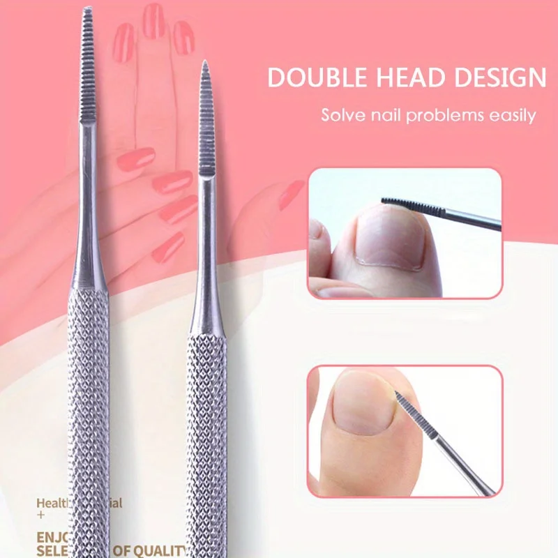 2Pcs Stainless Toe Nail Ingrown Toe Nail Lifter File Double Ended Sided Manicure Pedicure Toenails Clean Foot Care Correction