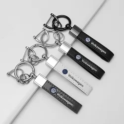 Metal Leather Car Keychain Key Chain Rings For Volkswagen VW Golf Tiguan Jetta GTI Transporter Passat Polo Touran Arteon