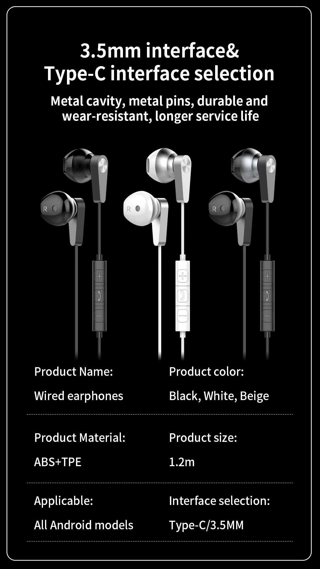 USB C Headphone For Samsung HiFi Dolby Audio In-ear Noise Cancelling Music Type C 3.5mm Wired Earbuds For Galaxy S25 S24 Ultra