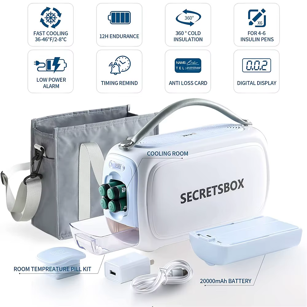 Compact Portable Fridge For Insulin, Medicine, And Usb Charging On The Go.