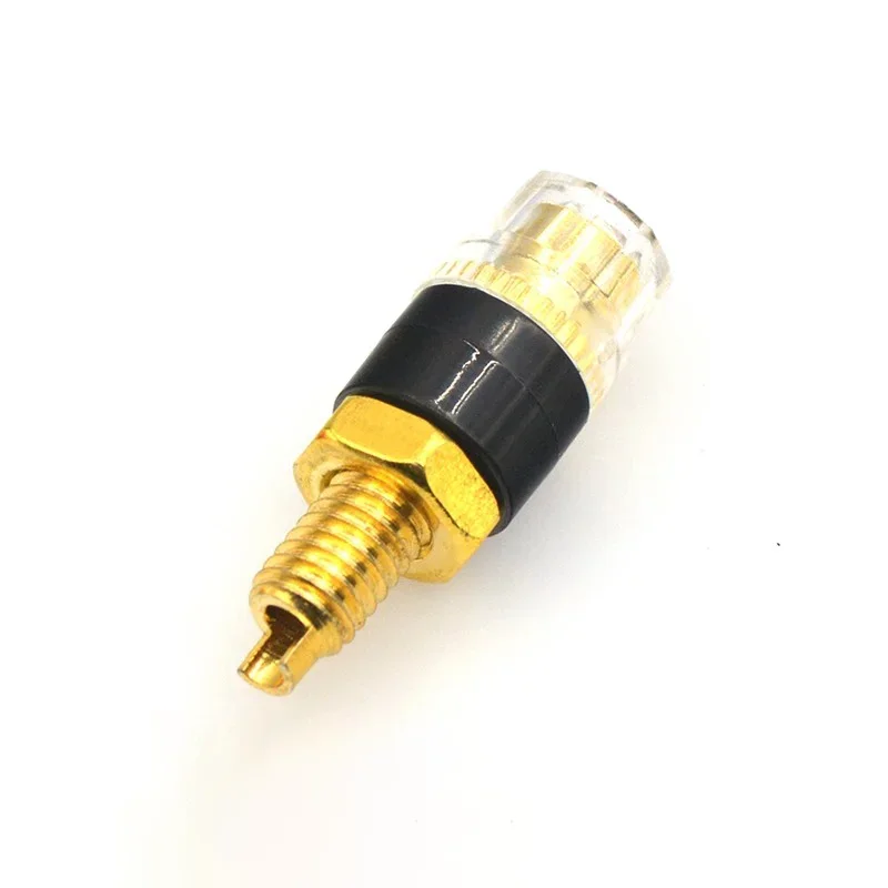 4Pcs 4mm Gold Plated HIFI Speaker Amplifier Binding Posts Brass Terminal Connector With Transparent Shell Banana Plug Socket