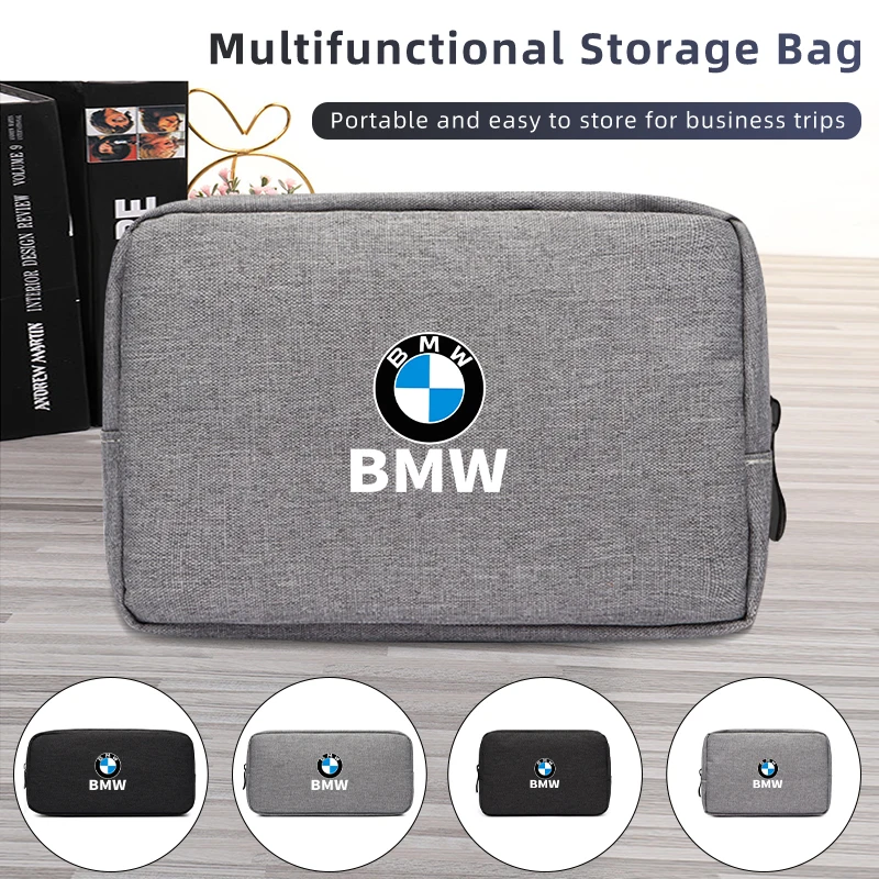 Portable Digital Storage Bag Car Logo Electronic Accessory Organizer Pocket For BMW X3X4X5X6 E46 E90 E60 F30 E39 F10 F20 G20 G30