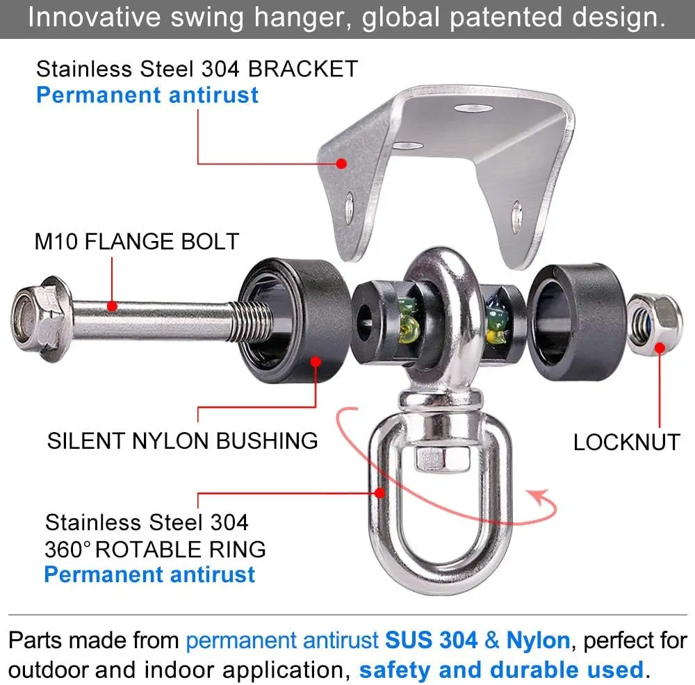 Hardware Ceiling Mount Load‑Bearing Bracket, Heavy Duty Hanging Bracket for Hanging Chair, Yoga Swing, Punching Bag