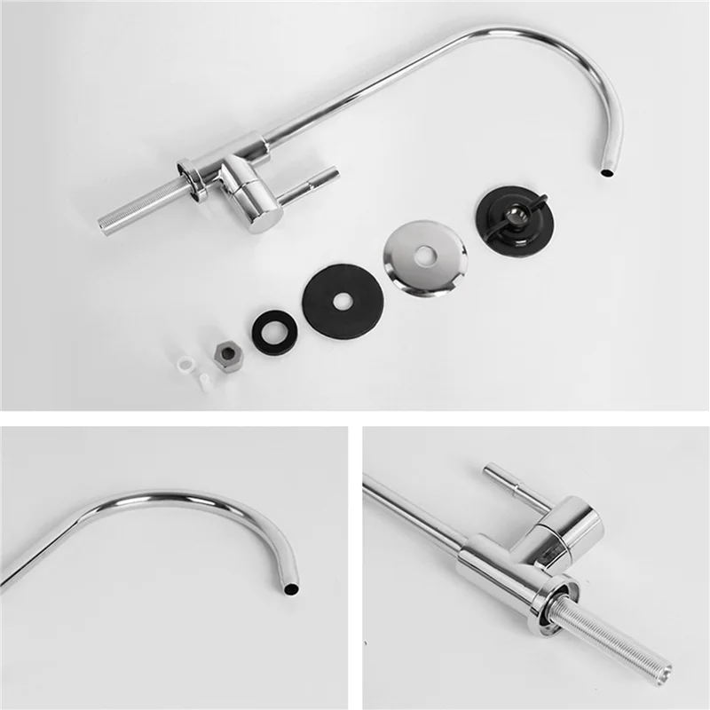 

ABGG-2 шт. 1/4 дюйма смеситель для кухонной мойки, хромированный обратный осмос, фильтр для питьевой воды, вращающийся кран, быстрое подключение