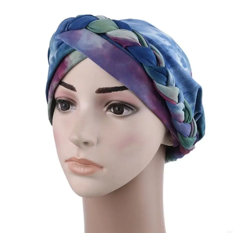 النساء الملتوية جديلة مسلم الحجاب قبعة عمامة التدرج التعادل صبغ طباعة العلاج الكيميائي السرطان الحجاب مترهل بيني التفاف قبعة قبل