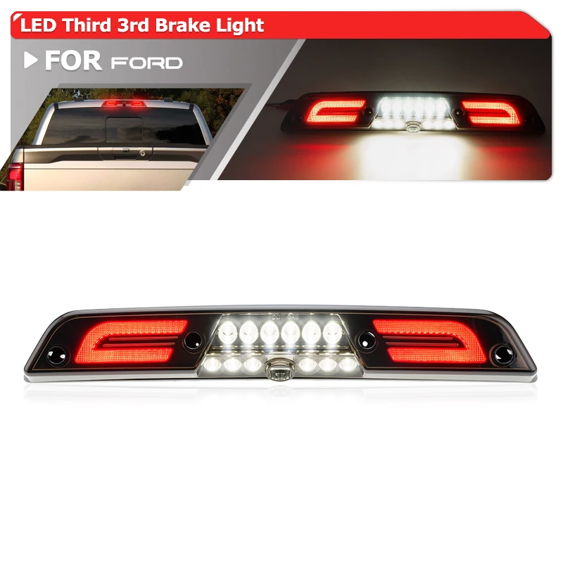 Smoke 3rd Brake Light Replacement For Ford F150/F150 Lightning/F250 F350 Super Duty LED Third Stop Cargo Bed Camera Reverse Lamp