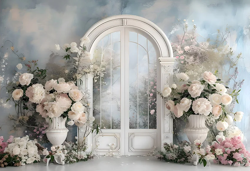 Mehofond Spring Dreamy Garden Backdrop for Photography Princess Birthday Portrait Arch Door Flower Decor Photo Background Props