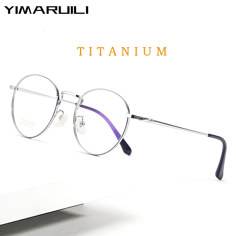 

YIMARUILI 2022 Pure Titanium Retro Round Myopia Eyewear Men Ultra Light Optical Blue Light Blocking Eyeglasses Frame Women CK803