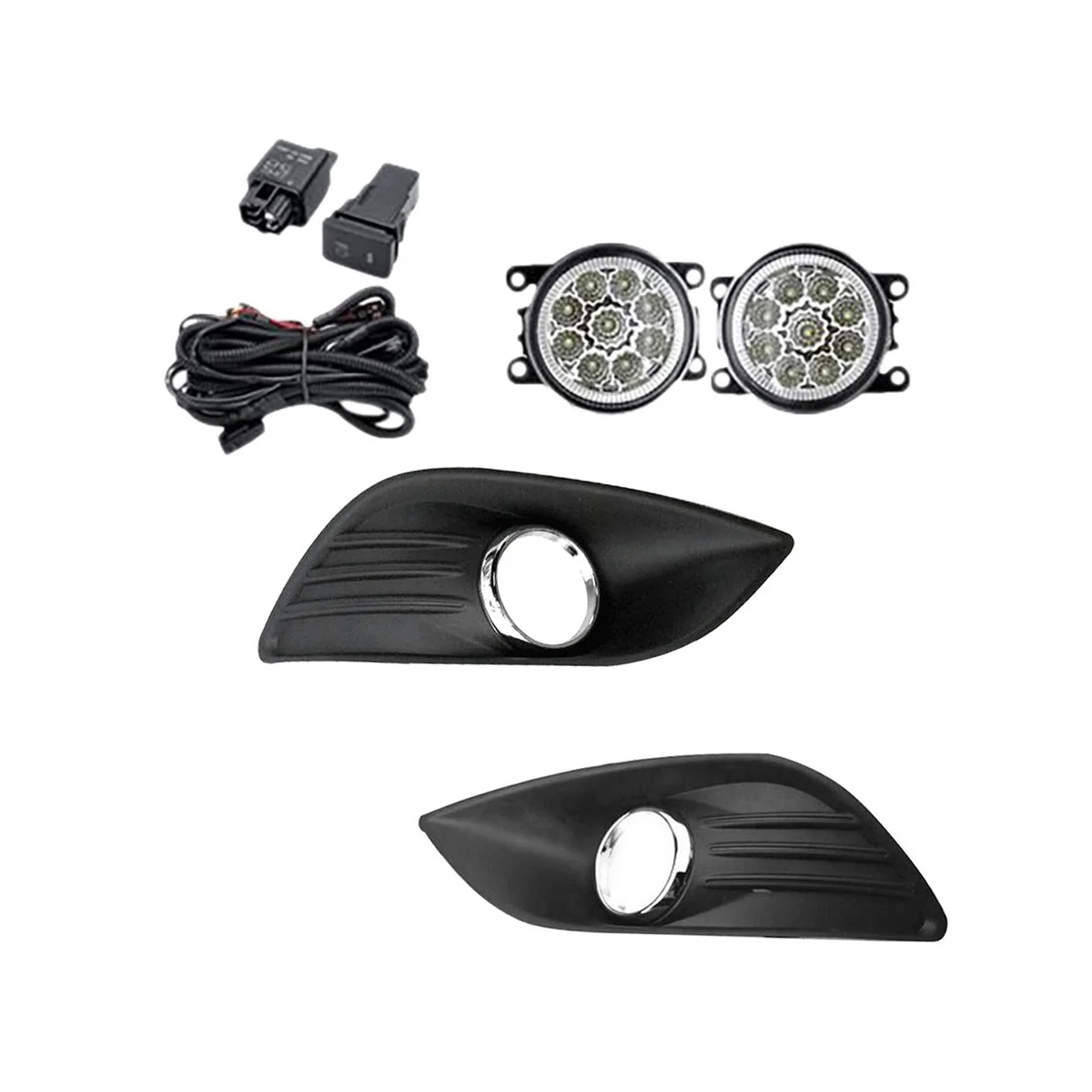 LED fendinebbia faro fendinebbia copertura griglia cornice cablaggio Kit interruttore per Ford Focus MK2 2009-2011