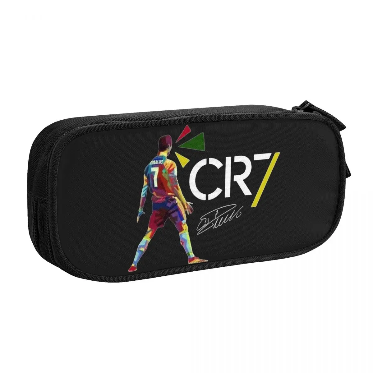 حقيبة أقلام رصاص عصرية حقيبة أدوات مكتبية مع مقلمة كرة القدم رونالدو المميزة حقيبة أقلام لطلاب المدارس تخزين كبير
