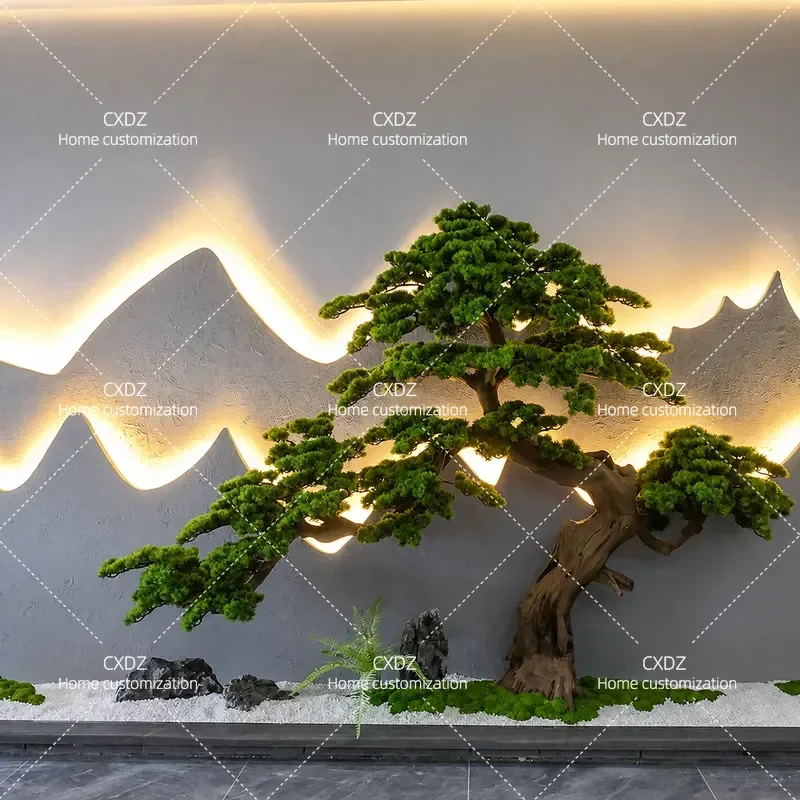 High End Pine Simulated Tree Luo Hansong Decorative Ornament Indoor Outdoor Large Landscape Fake Tree Green Plant Landscaping