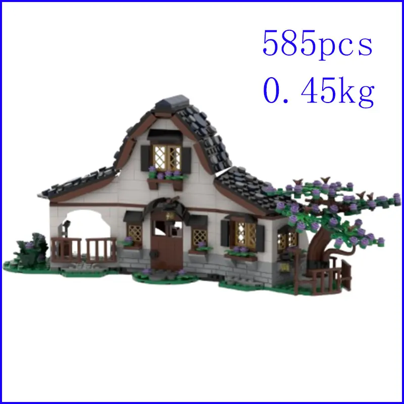 Spot MOC-221183 585pcs Medieval Cun House DIY Small Particle Assembly Building Blocks Educational Toy Model Gift Set Ornaments