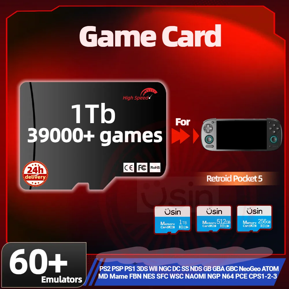 TF Game Card For Retroid Pocket 5 Mini Retro Games PS2 PSP PS1 Android portable Console Gaming Memory SD H-Speed Cards 1Tb 512G