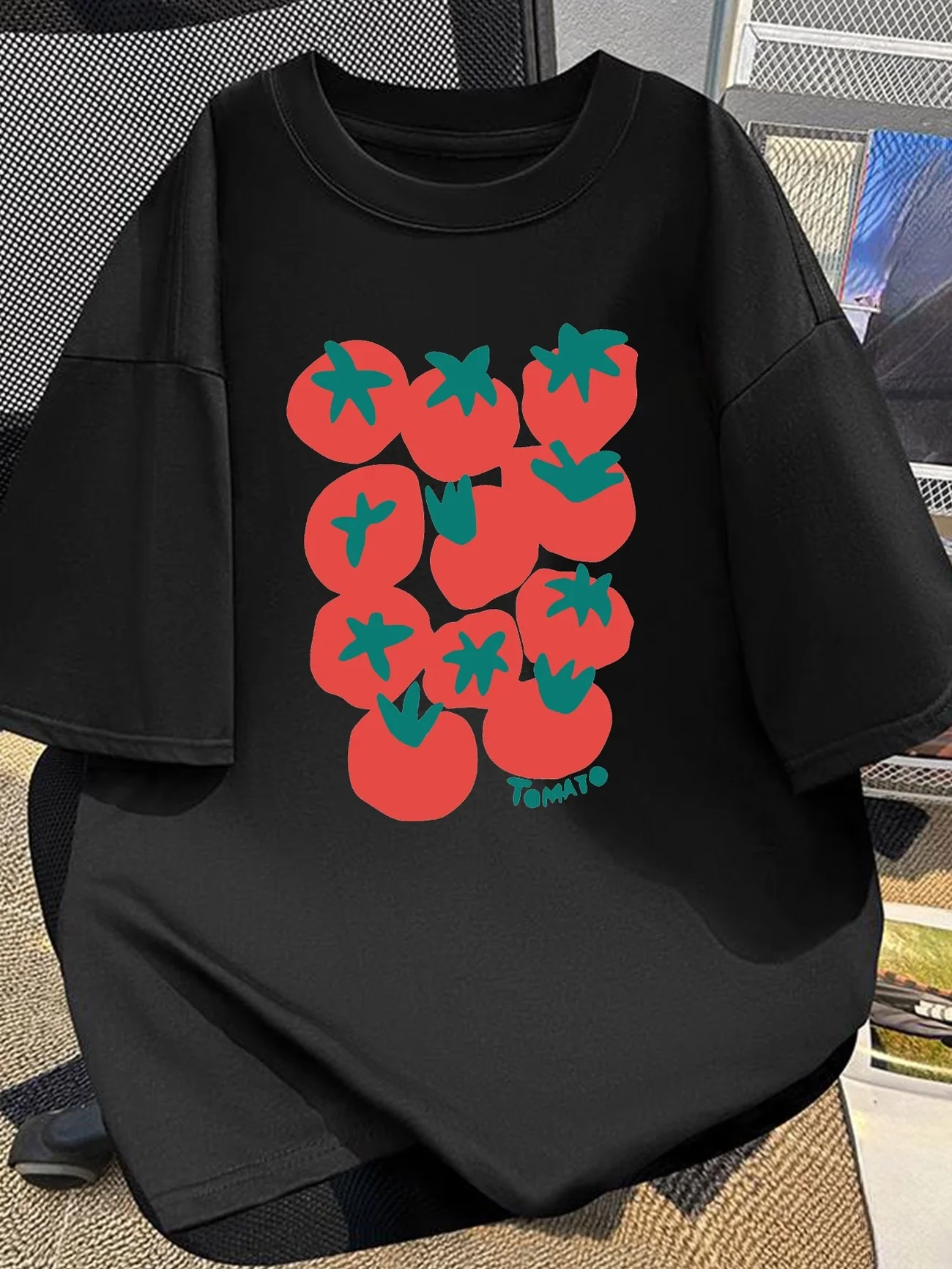 FUNNY TOMATO GRAPHIC T-SHIRT FRUIT PRINT TEE HUMOROUS FOOD ART CASUAL SHORT SLEEVE SUMMER LOOSE UNISEX STREETWEAR SHIRT