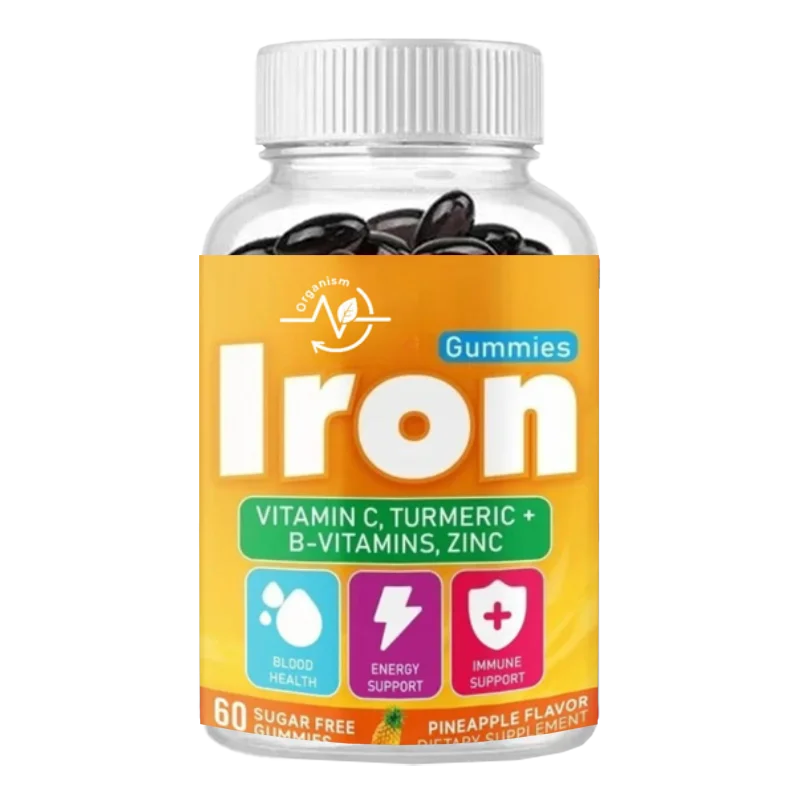 علكات الحديد غنية بالفيتامينات B6، B12، C، والزنك، والفوليت لدعم الطاقة - نكهة الأناناس، 60 علكة #5