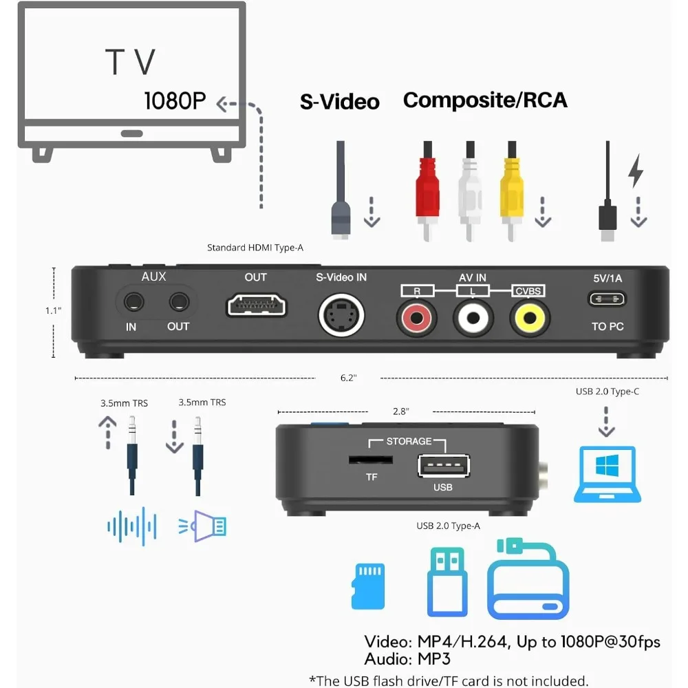 ترقية جديدة محول تناظري محمول إلى محول فيديو وصوت MP4/MP3 الرقمي مع جهاز تحكم عن بعد. التقاط CVBS/المركب. -شحن مجاني #4