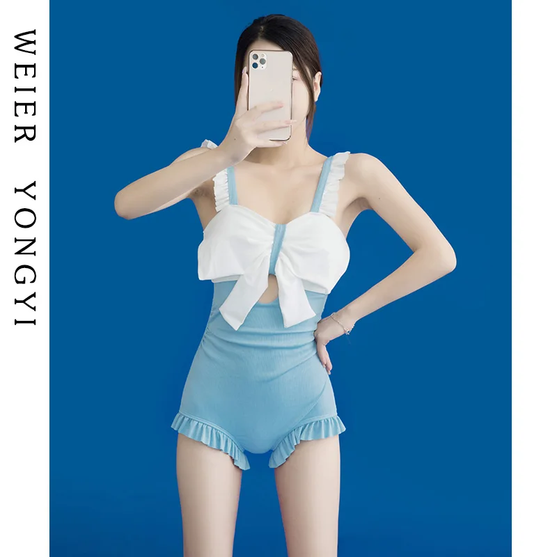 

Summer Sexy Pure Desire One-Piece Swimwear Women's Hot Spring Bathing Suit Cover-Up Slimming Girl Conservative Design