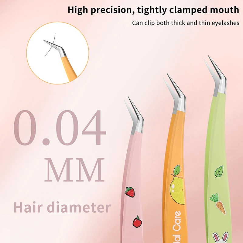 Stainless Steel False Eyelash Tweezers Straight Elbow Head Lash Extension Tool For Scrapbook Sticker Picking