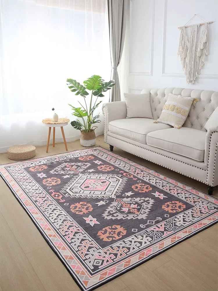 

Bohemian Style Area Rug for Living Room Bedroom Study Foldable Machine Washable Non-Slip Soft Floor Mat