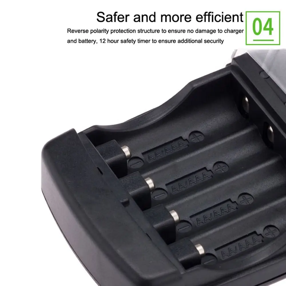 Adaptador de base de carga rápida, cargador de batería inteligente con 4 ranuras para batería recargable, batería alcalina AA AAA de 1,5 V