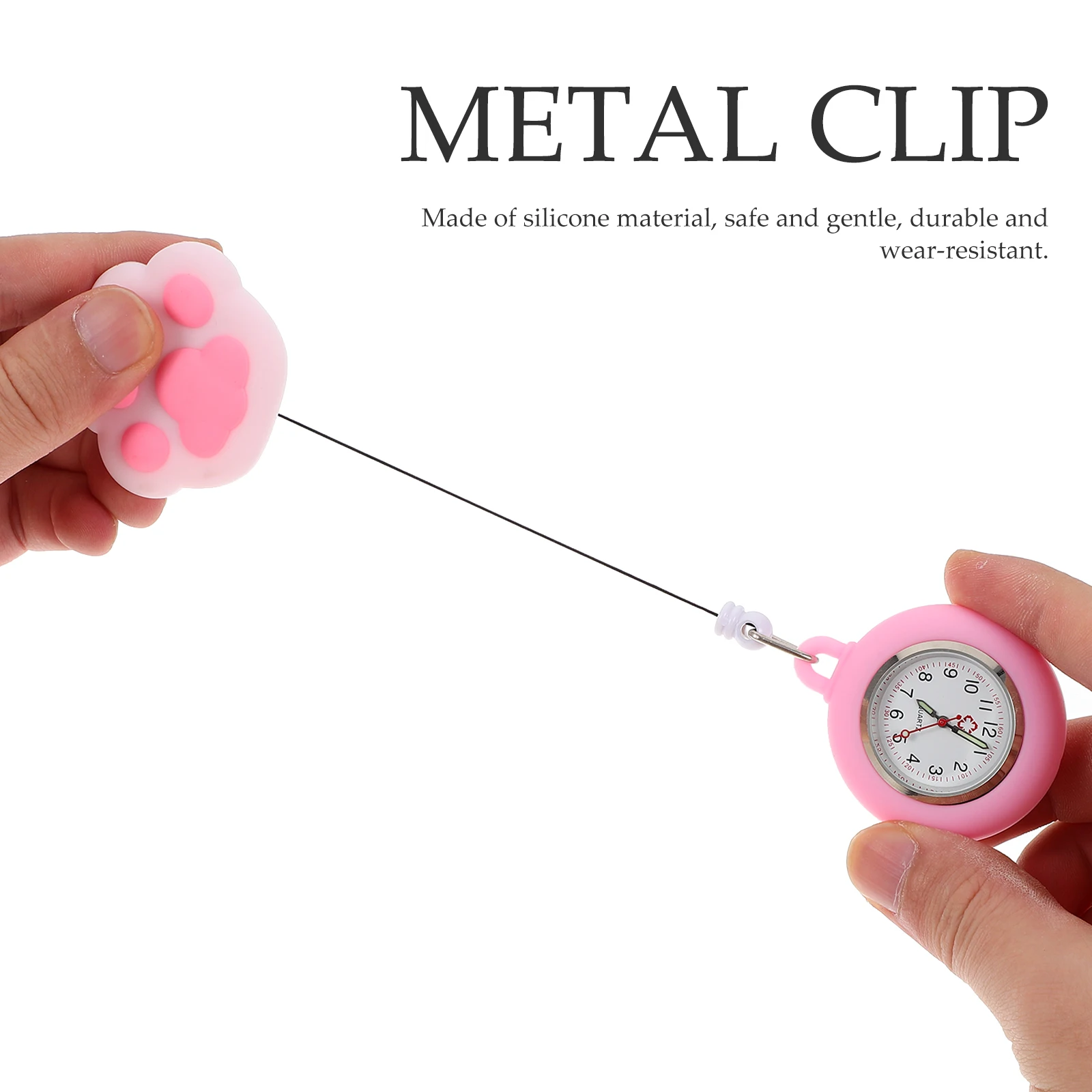 

2Pcs Pocket Lovely Nurse Women Clip Silicone Decorative Retractable Girls Stretchable Watches Nurse Clip on Digital Watch Pocket