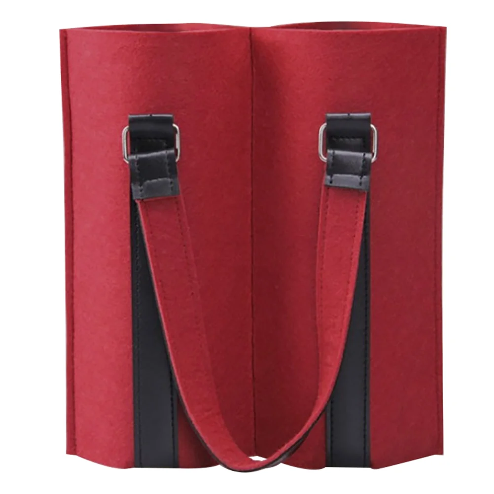 Christmas High-End Red Felt Tote Bag Bottle Holder Bags Carriers Rack Reusable Gift