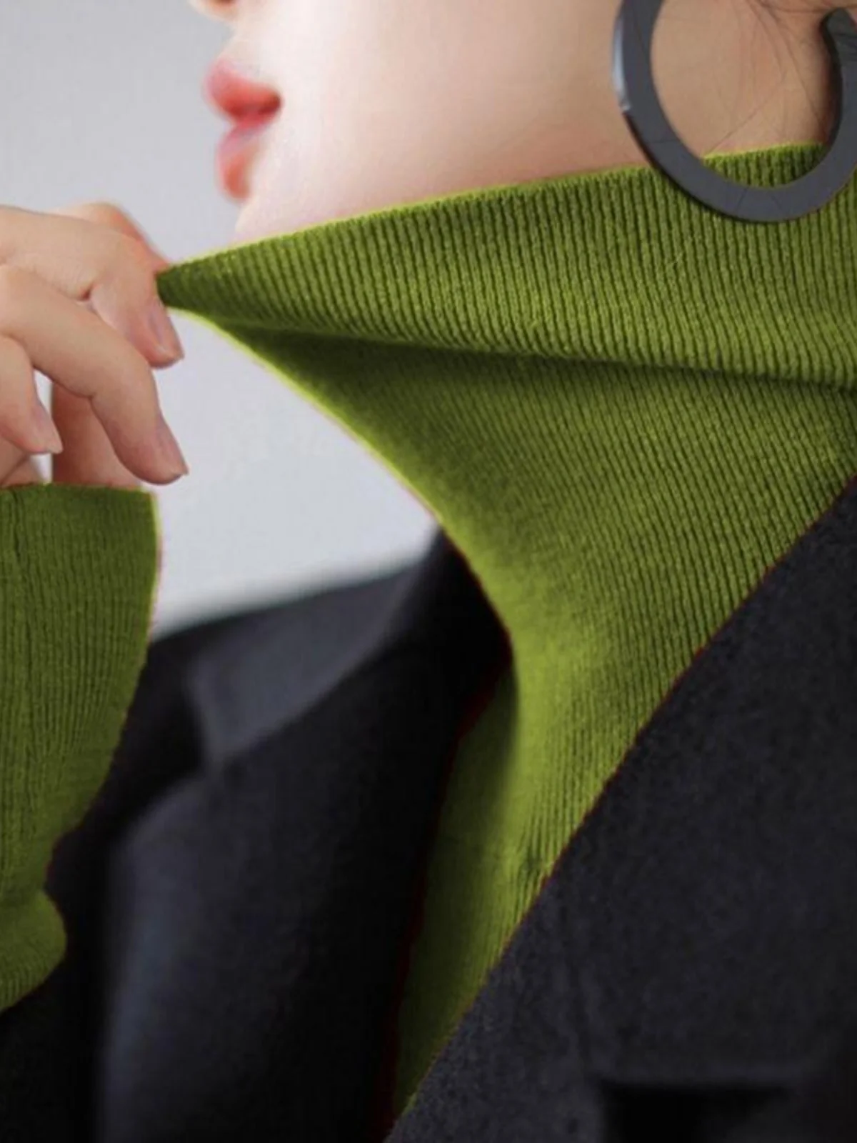 

Slim Fit High Collar Knitwear Women's Autumn Winter New Style Pile Neck Fashionable Top Inner Wear Base Shirt Korean Style