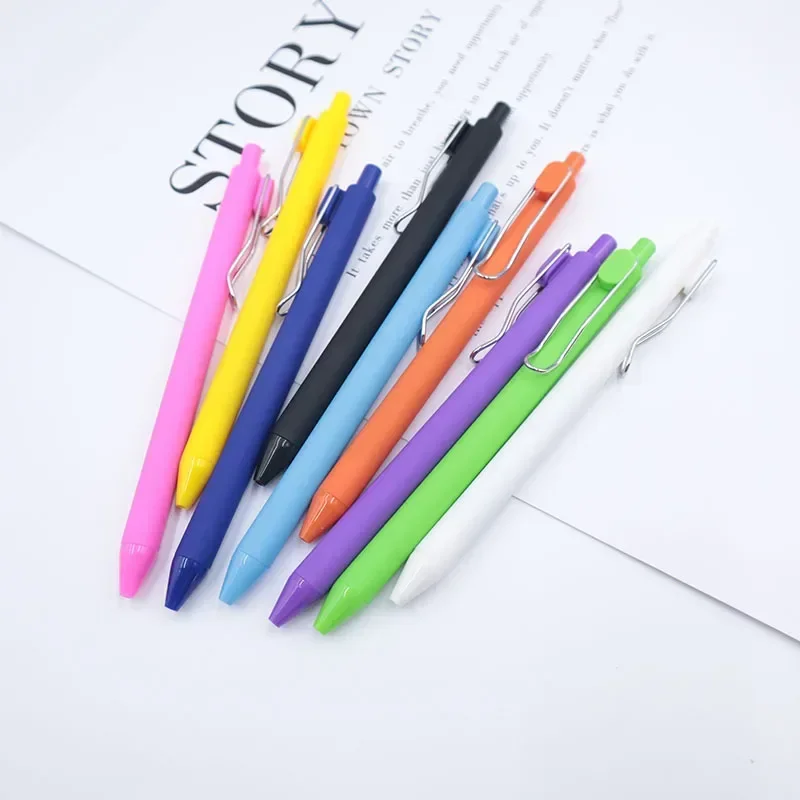 1Pcs Simple Metal Clip Color Frosted Press Gel Pen 0.5mm Black Ink Student Note Exam Stationery Writing Pen Office Signature Pen