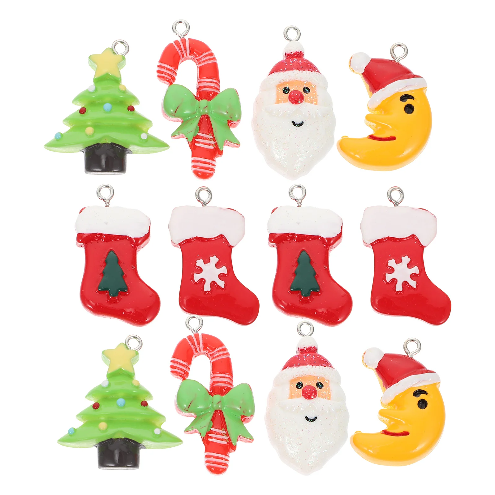 

12Pcs Resin Christmas Pendant Mini Ornaments Charming Xmas Jewelry Making Charms DIY Decorations Christmas Resin Pendant