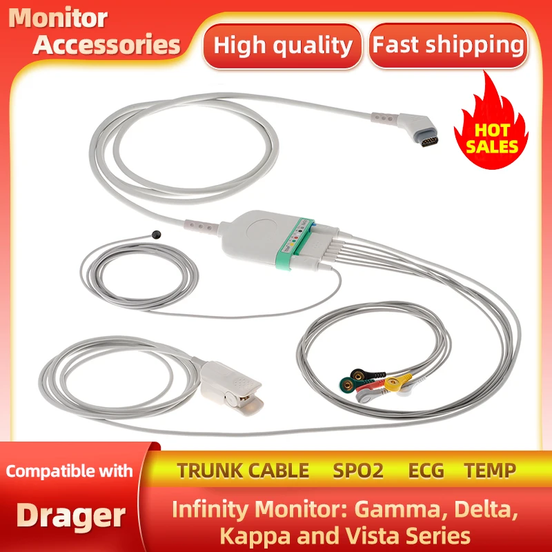 Compatibility Trunk MS20094  ECG Cable MP03401 MP03403 SPO2 Sensor Temperature Probe 5204669 5204644 For Kappa Gamma Delta XL
