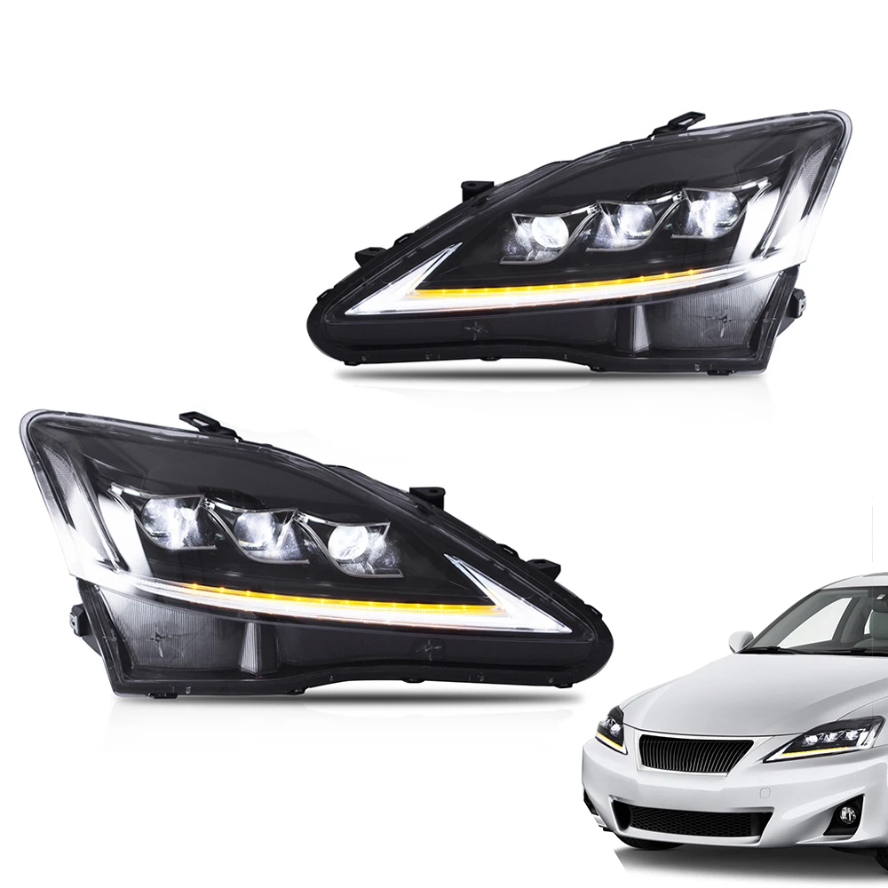 Headlight For Lexus IS250/IS300/IS350 2006-2012 Transparent  amber Sequential Turn Front Lamp  Car Accessories