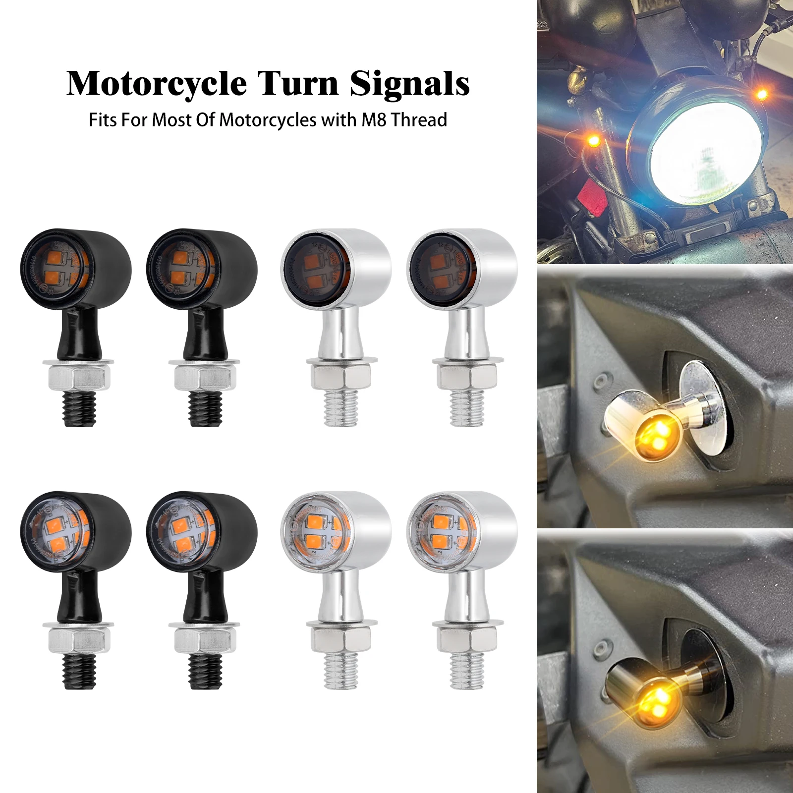 

Motorcycle LED Turn Signals Lights Mini E Mark Indicator Lamp For Harley Softail Touring For Honda For Yamaha For BMW For Honda