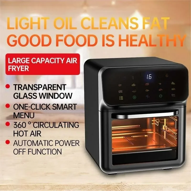 10 L Electric Air Fryer Large Capacity Convection Oven Deep Fryer Without Oil Kitchen 360°Baking Viewable Window Home Appliance