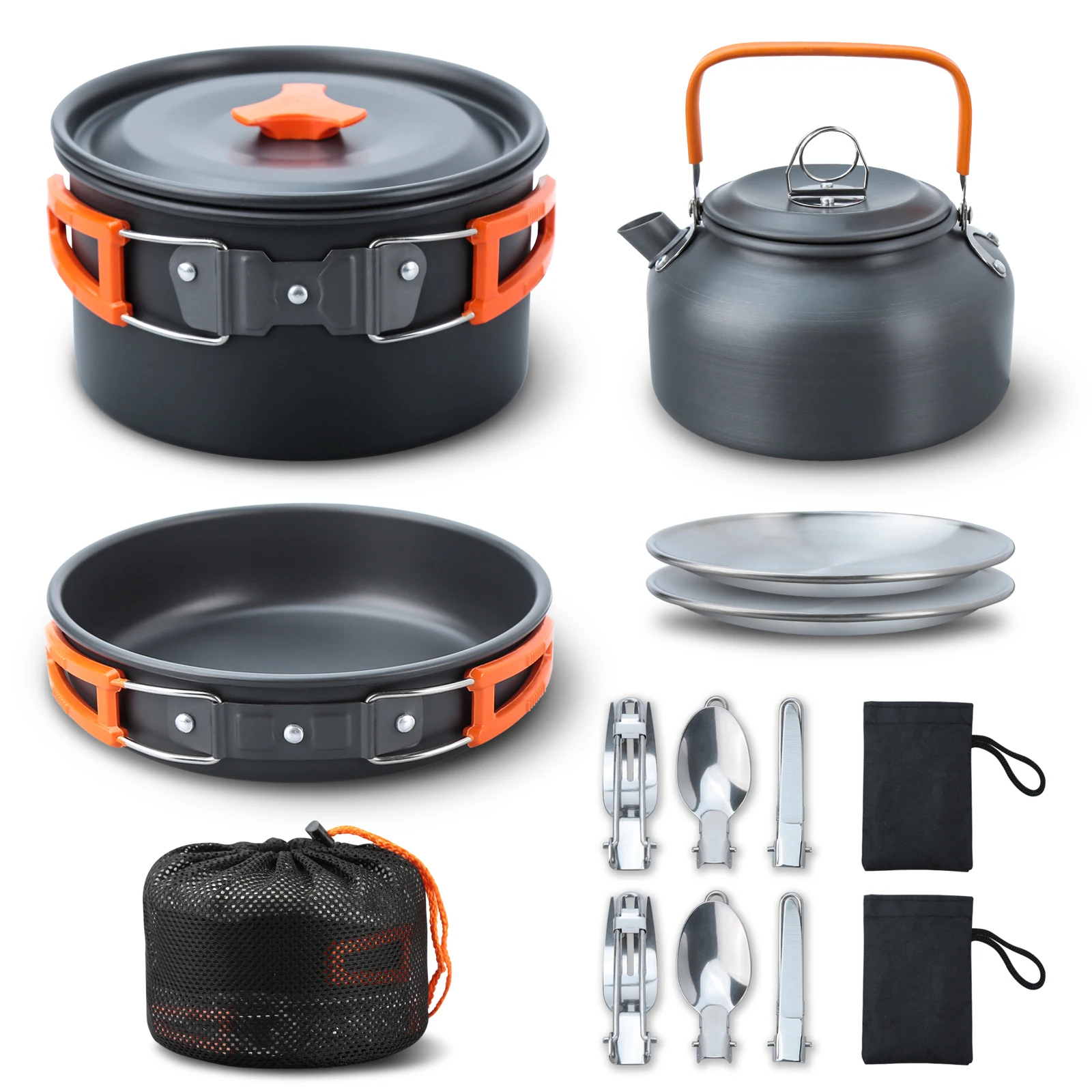 Camping Cooking Set Camping Cookware Set 16pcs Camping Pot pan Set Nesting Camp Cook Set Camping&Hiking Backpacking Pans Set