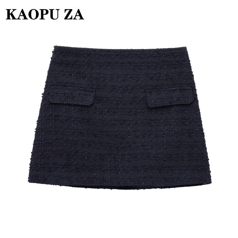 KAOPU ZA 2025 Autumn Wear Woman's Casual Bottoms Mini Skirt Streetwear Spring Lady Short High Waist Ruffles Regular Fit Pockets