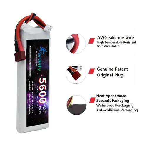 Imagen 2 del producto FPV LIPO 2S Lipo batería 4200mAh 5200mah 5600MAH 6000mah 6500mah 7200mah Dron de carreras 60C 7,4 V XT60 enchufe para RC Quadcopter UAV