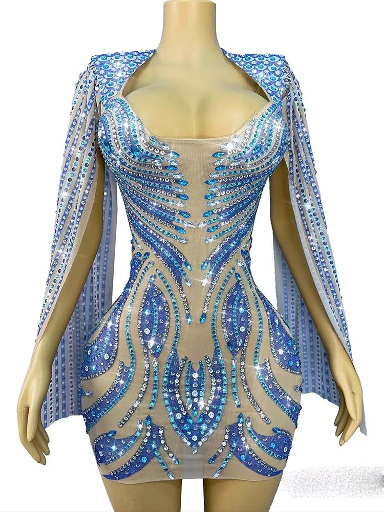 Wysokiej jakości sukienka z dżetami, seksowny głęboki dekolt, elastyczna, podkreślająca biodra, nowa moda 2025, odzież damska na zamówienie.