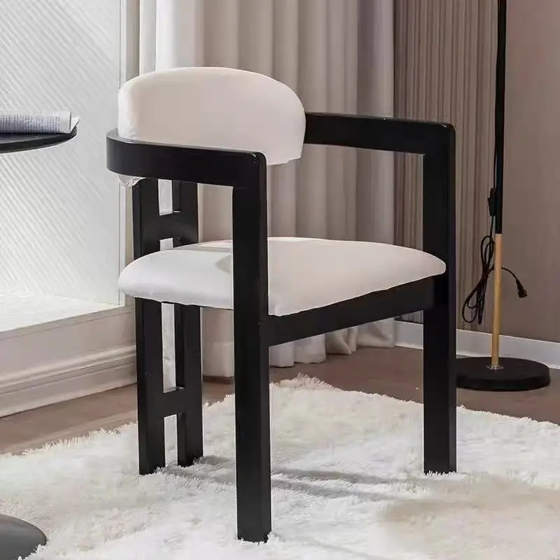 Modern Nordic Style Solid Wood Dining Chair With Armrests Comfortable Soft Cushion For Hotel Restaurant Outdoor Or Indoor Use