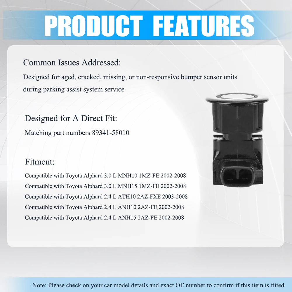 Car Ultrasonic Backup Aid Parking Sensor 89341-58010-B0 89341-58010 For Toyota Alphard LEXUS GS300 GS350 GS430 IS250